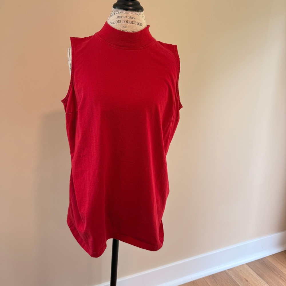 Roaman's Women's Red‎ Mock Turtle Neck Sleeveless Shirt Size L 18/20